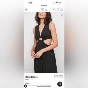 Rails Rizo Dress Black‎ Midi Dress Size Medium